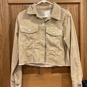 tgla Cropped Corduroy Jacket. Tan. Size Medium